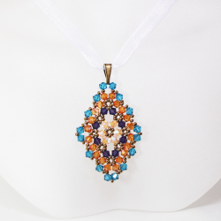 Pendant 45cm - Talia Rhombus M-Violet Organza - Pendant 45cm - Laiton bronze